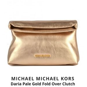 Michael Michael Kors Daria Pale gold fold over leather clutch